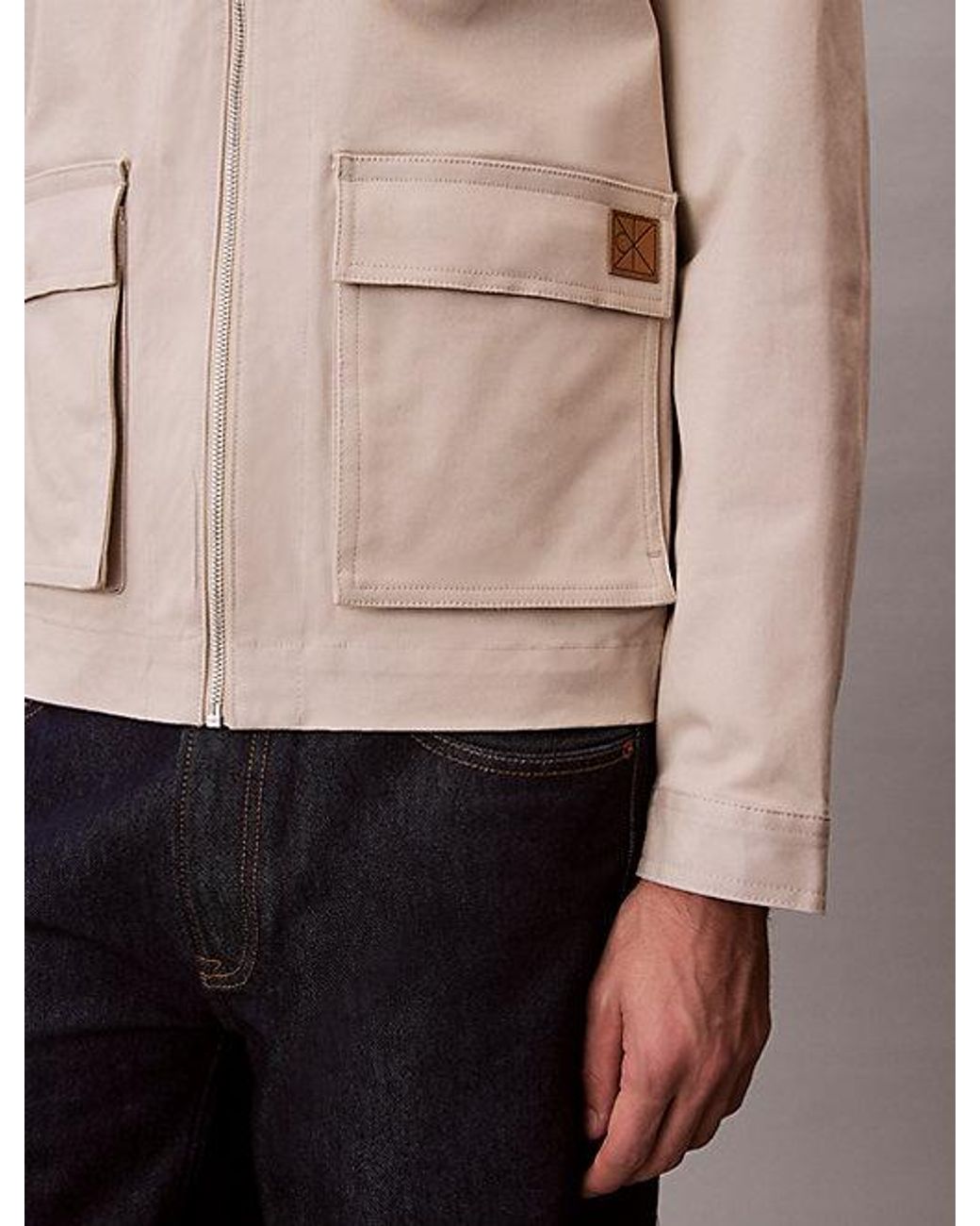 Calvin Klein Gray Jeans Cotton Stretch Utility Relaxed Jacket for men