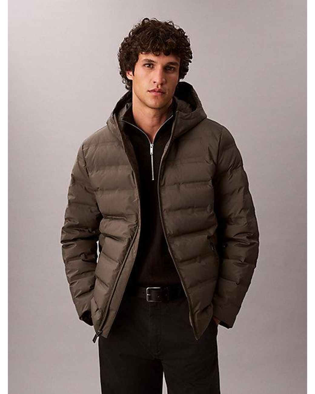 Calvin Klein Brown Packable Embossed Logo Quilted Puffer Jacket for men