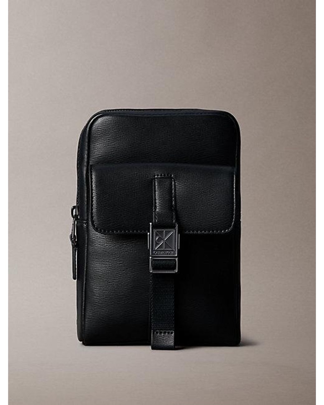 Calvin Klein Black Emblem Logo Sling Bag for men