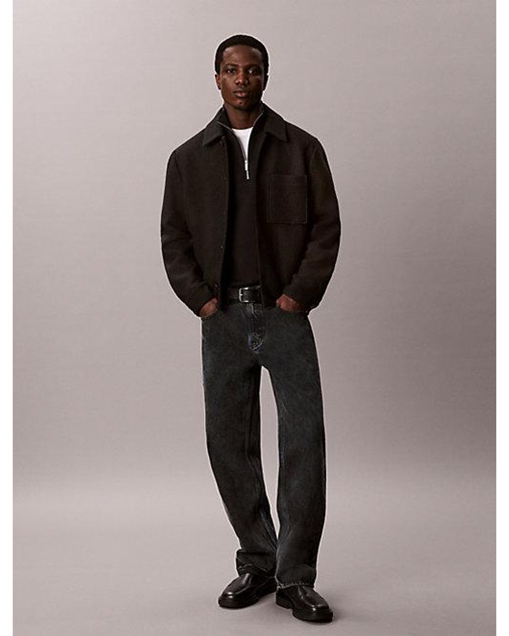 Calvin Klein Gray Premium Cotton Quarter Zip Jumper for men