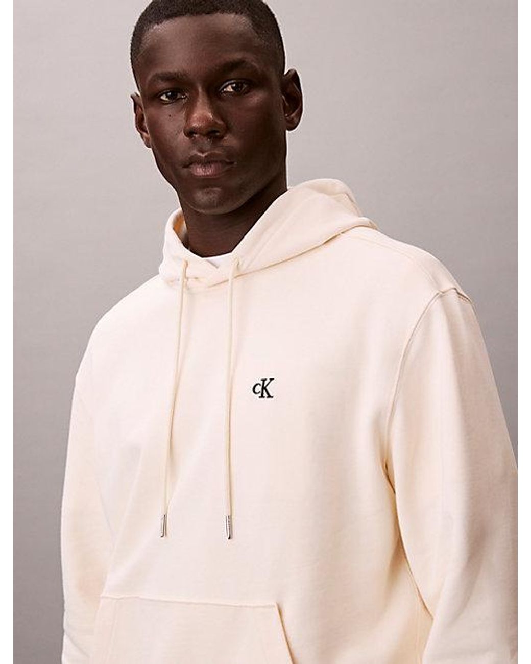 Calvin Klein Natural Jeans Cotton Terry Monogram Hoodie for men