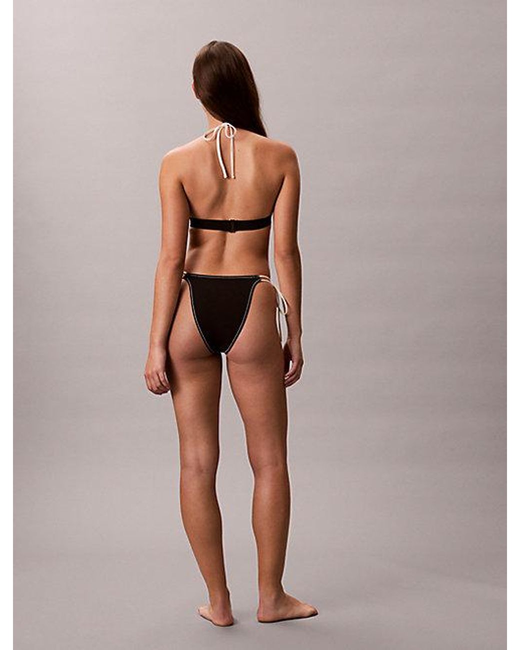 Calvin Klein Brown Halter Triangle Bikini Top Ck Monogram