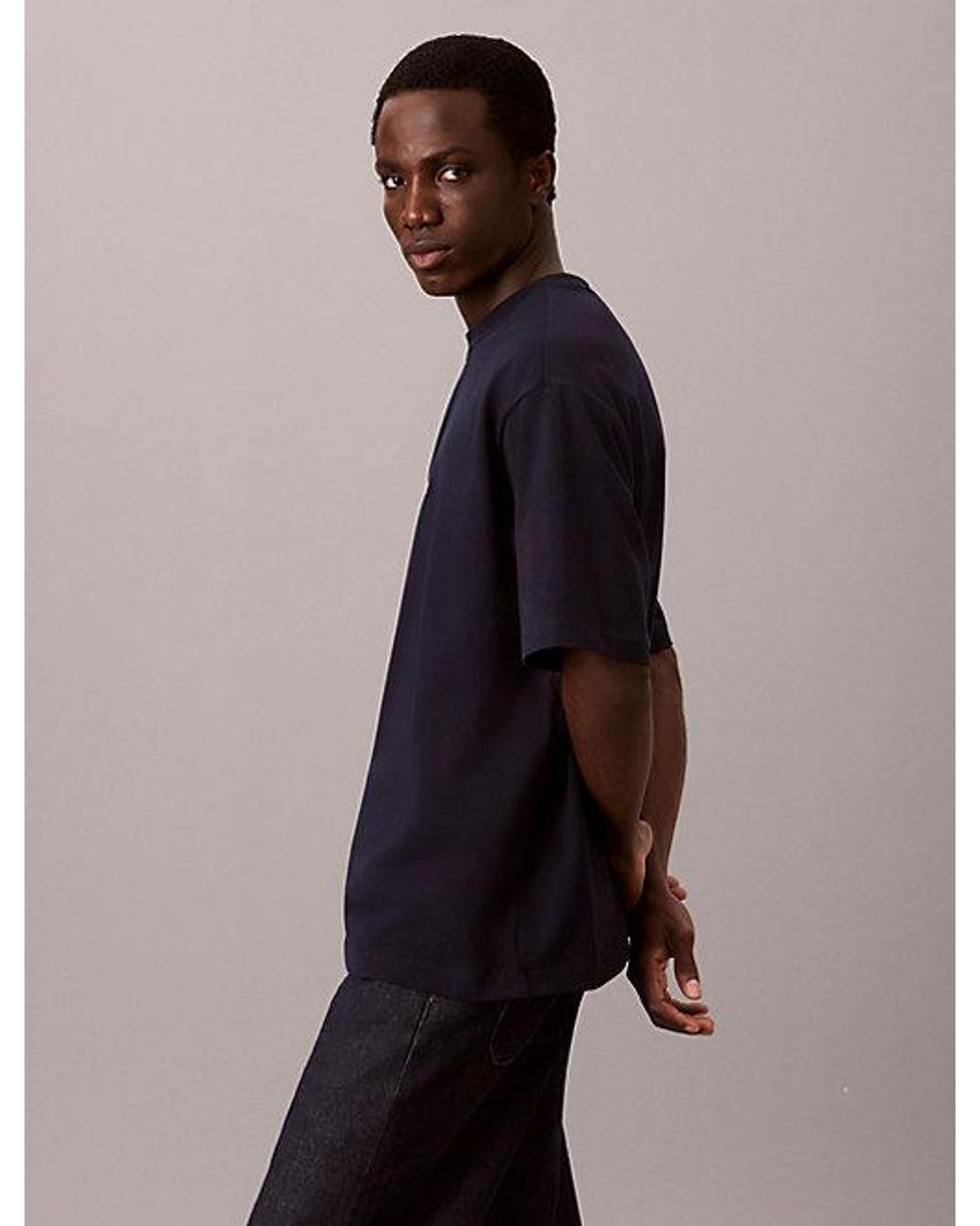 Calvin Klein Blue Relaxed Heavy Jersey Logo T-Shirt for men