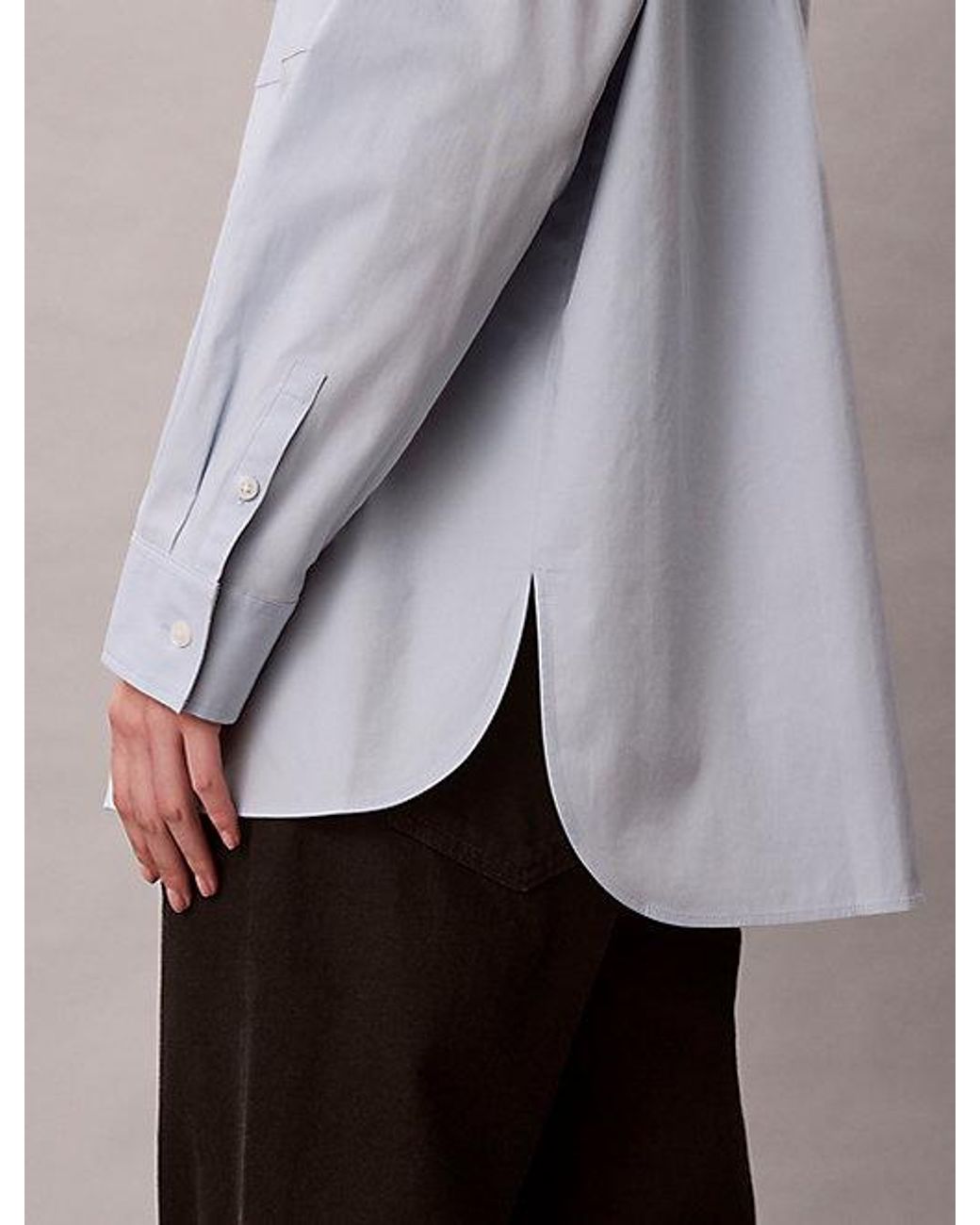 Calvin Klein Gray Jeans Poplin Relaxed Button Up Shirt