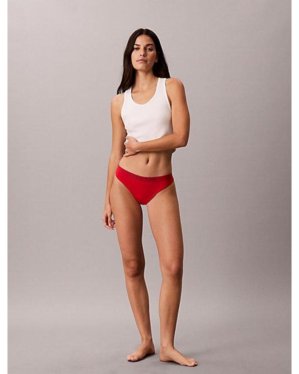 Calvin Klein Red Thong Extra Soft Cotton Stretch