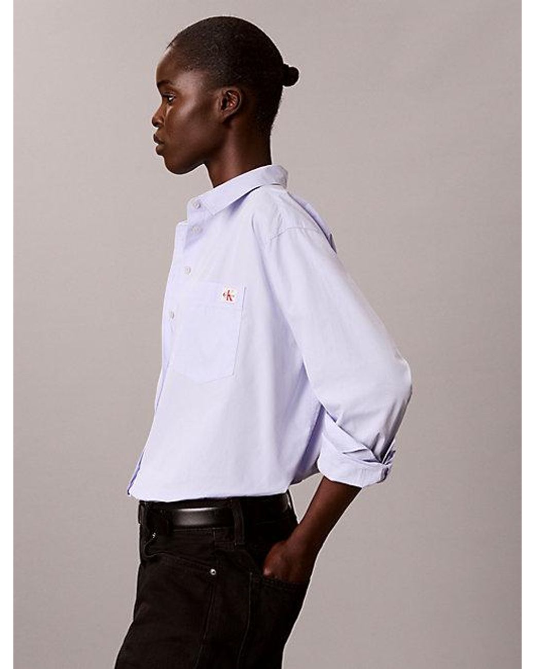 Calvin Klein Purple Jeans Cotton Poplin Relaxed Button Down Shirt