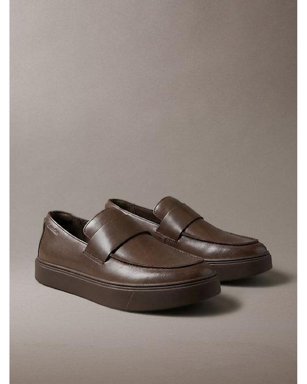 Calvin Klein Brown Leather Hybrid Cupsole Loafers for men