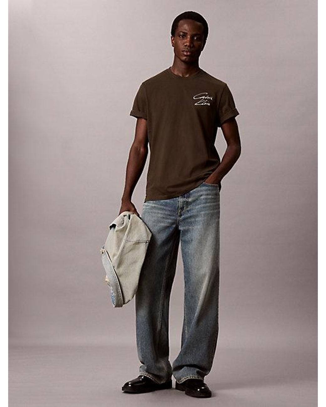 Calvin Klein Brown Jeans Script Logo T-Shirt for men