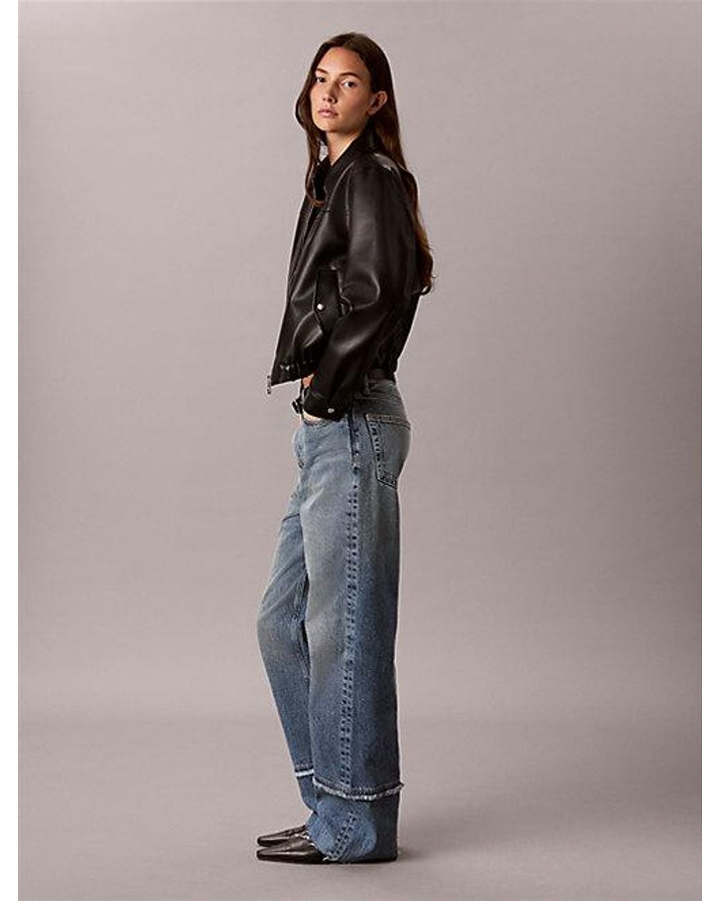 Calvin Klein Multicolor Jeans High Rise Loose Raw Hem Jeans