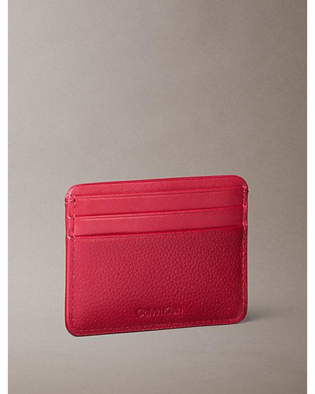 Calvin Klein Red Leather Rfid Monogram Cardholder