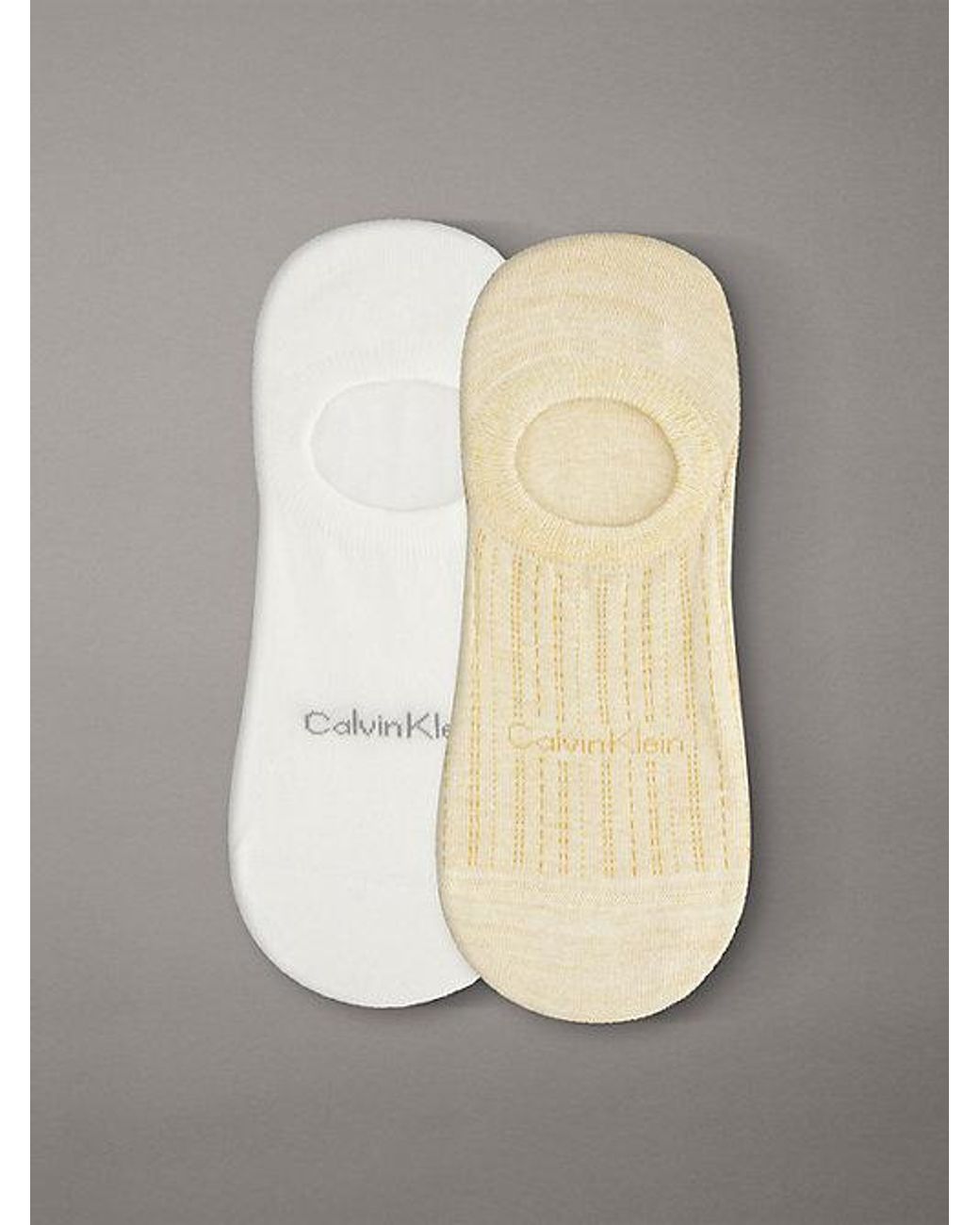 Calvin Klein White 2 Pack Soft Stripe Invisible Socks for men