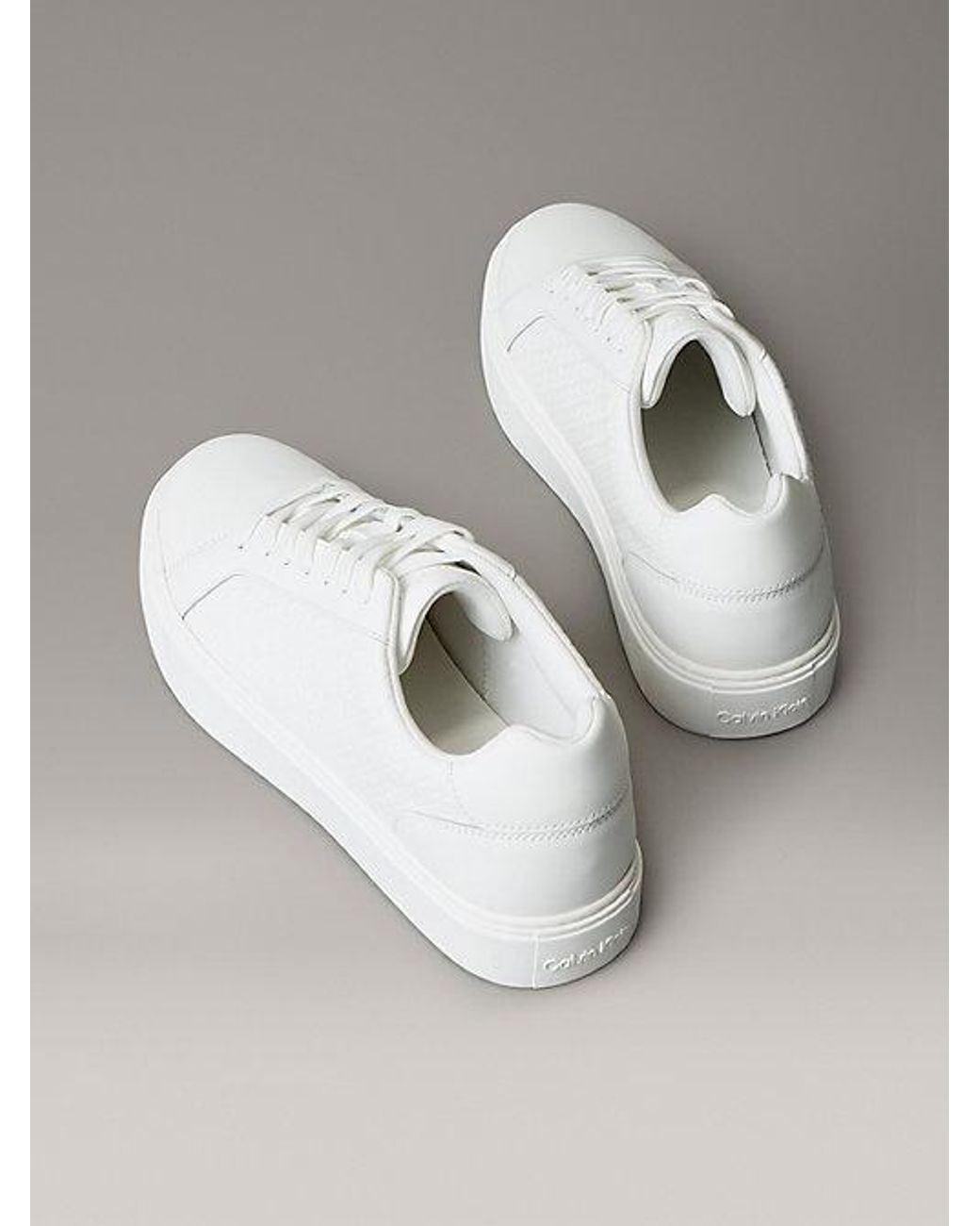 Calvin Klein White Jeans Ck Baseline Leather Signature Trainers for men