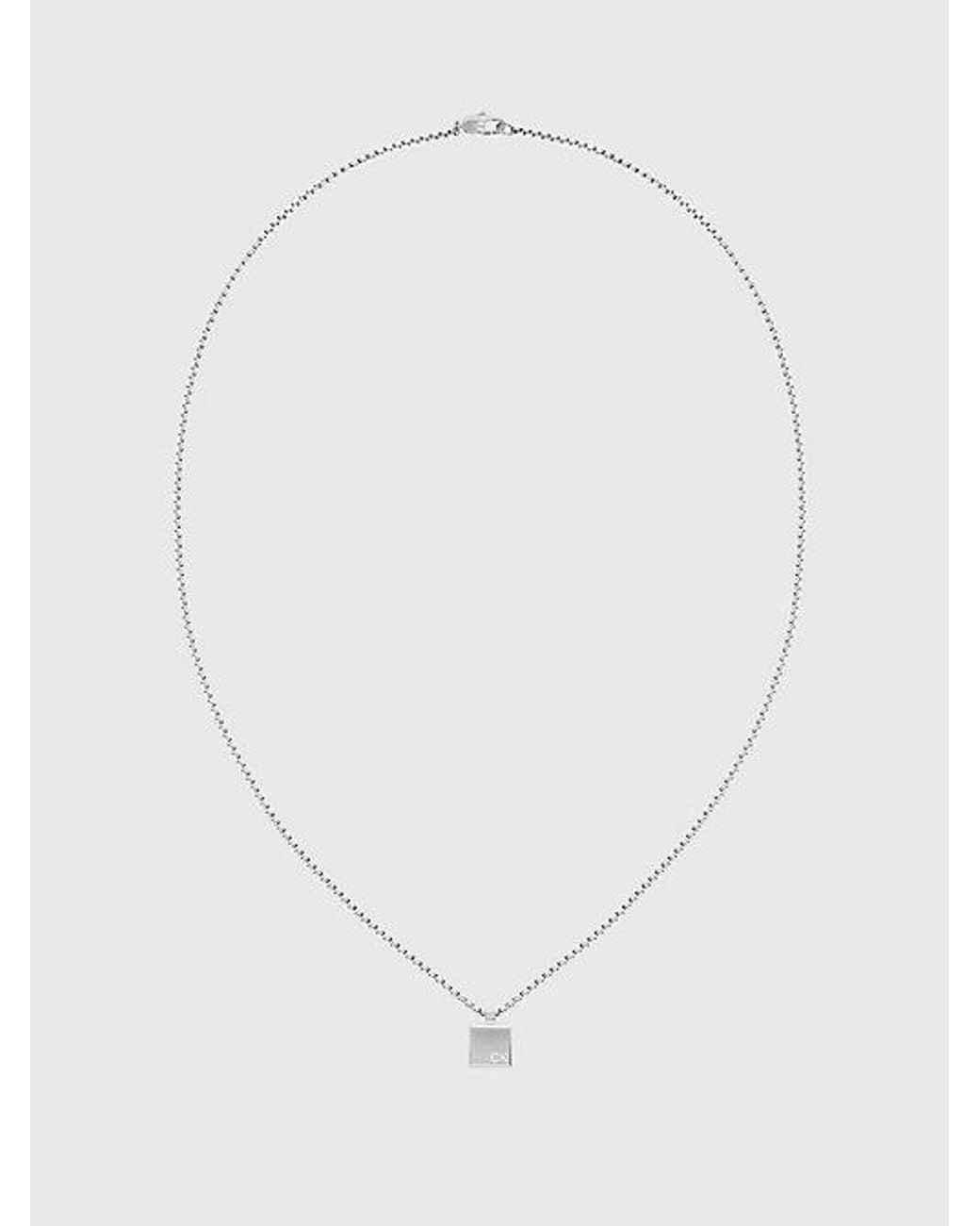 Calvin Klein White Minimalistic Square Pendant Necklace for men