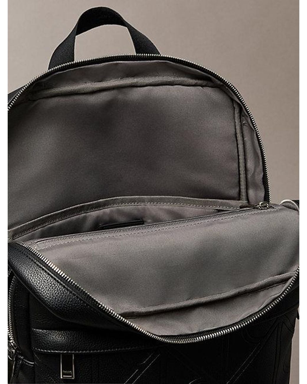 Calvin Klein Gray Embossed Emblem Logo Trolley Backpack for men