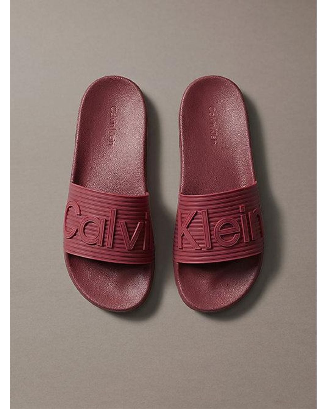 Calvin Klein Brown Nemo Contoured Emblem Logo Sliders for men