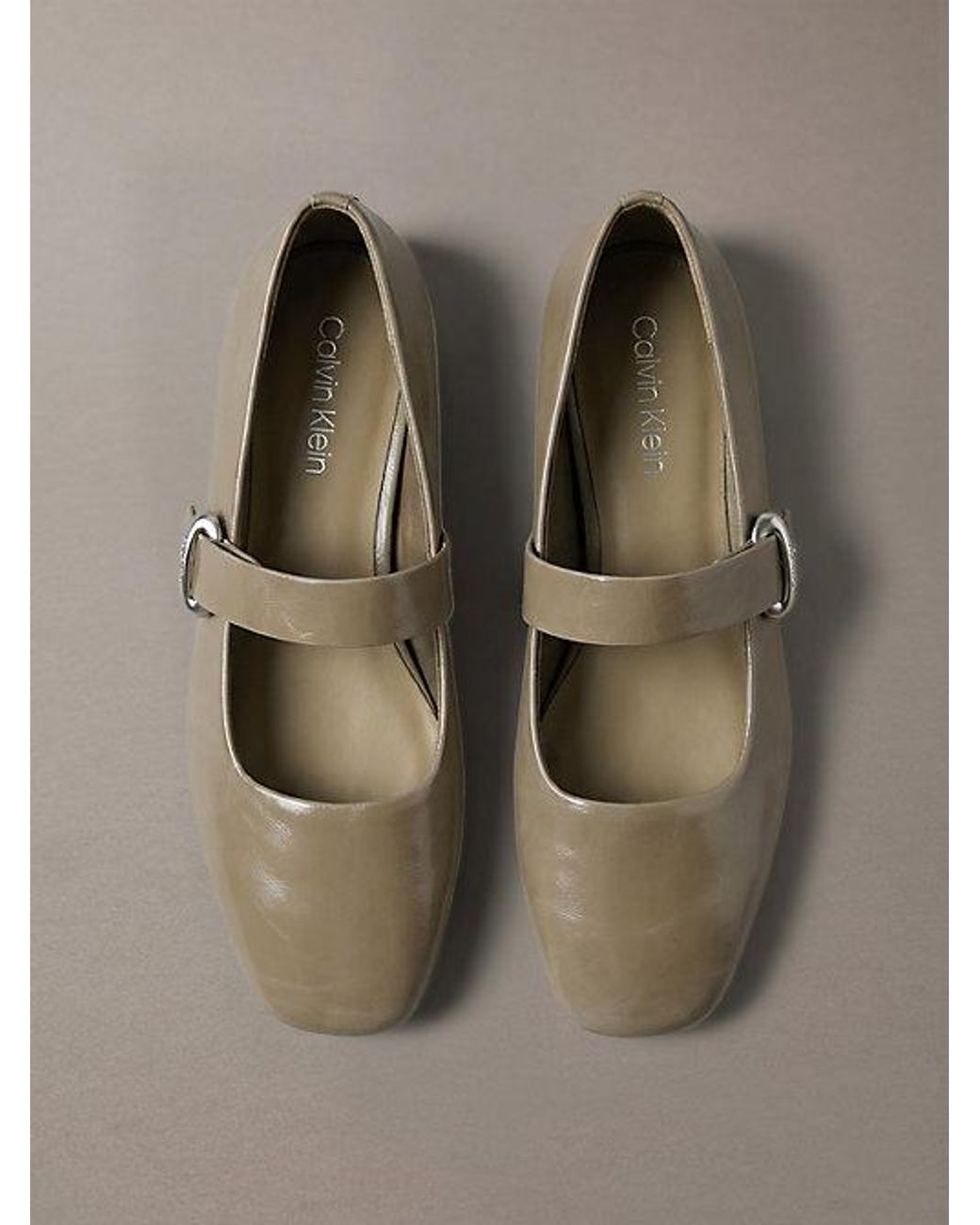 Calvin Klein Brown Leather Mary Jane Ballerinas