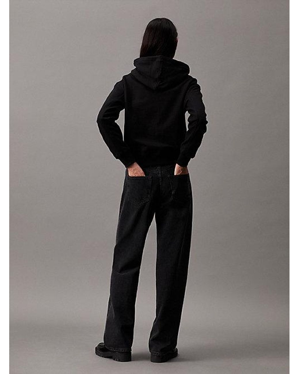 Calvin Klein Black Cotton Blend Fleece Hoodie