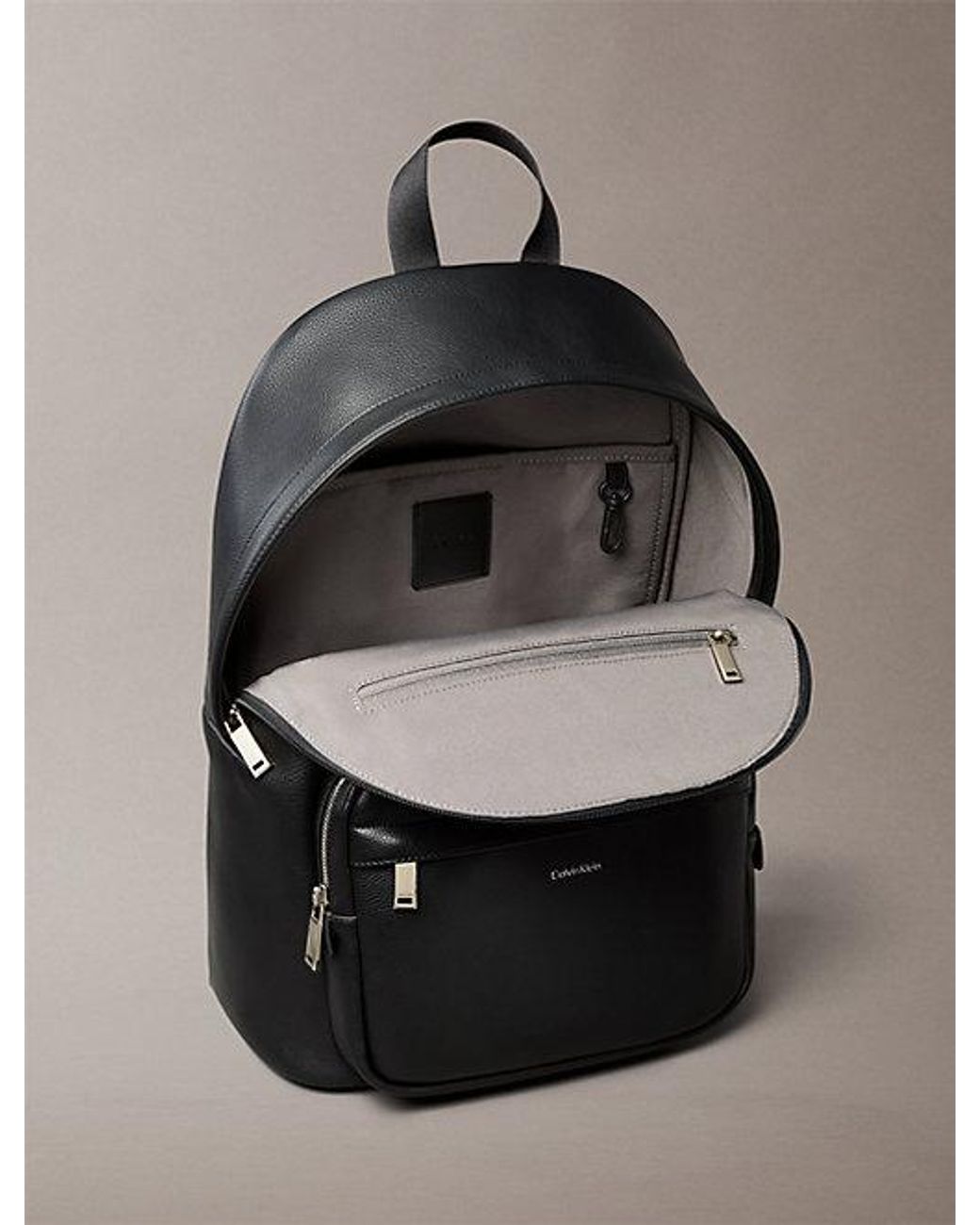 Calvin Klein Gray Micro Pebble Laptop Trolley Backpack for men