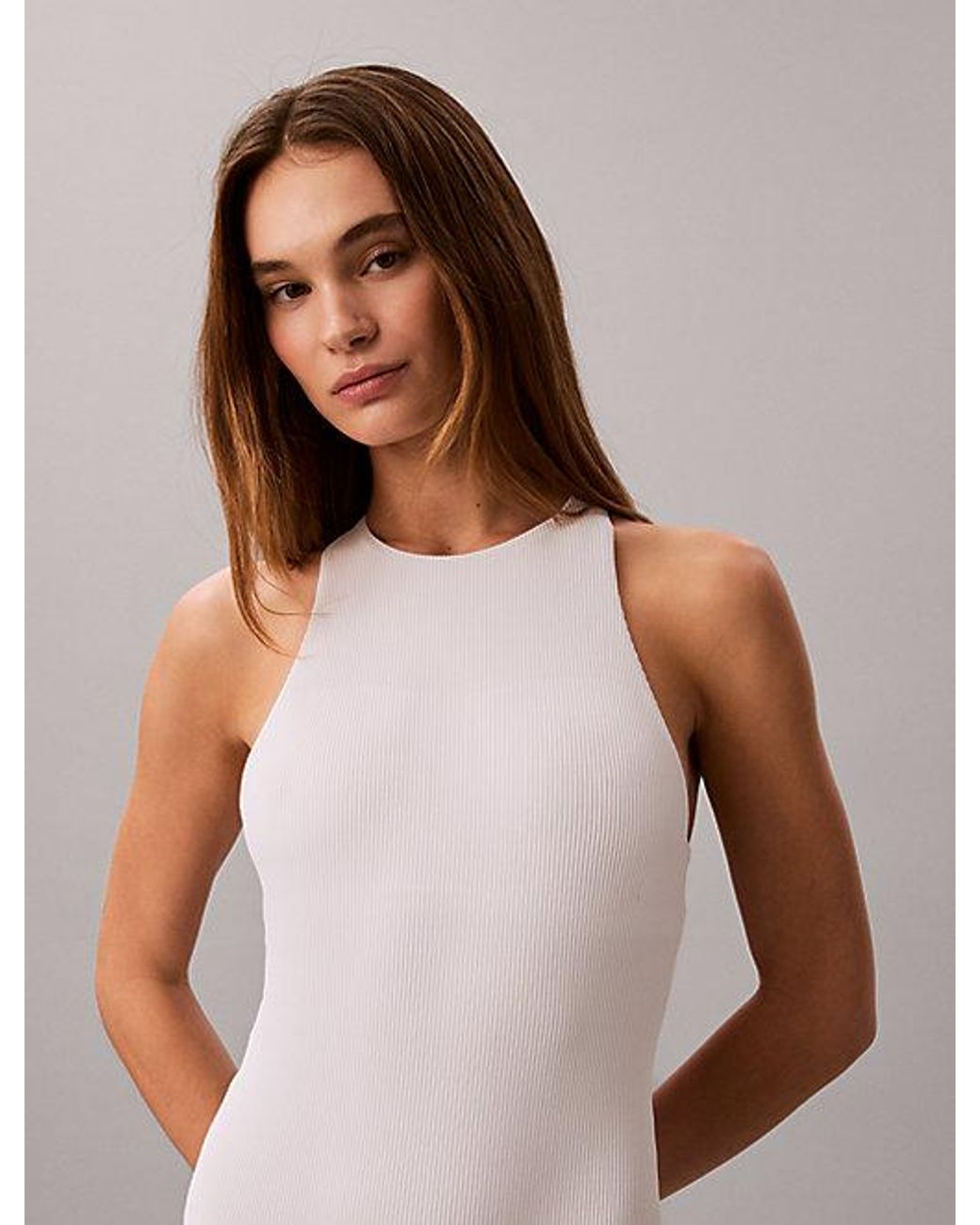Calvin Klein White Cross Back Swimsuit Intense Power