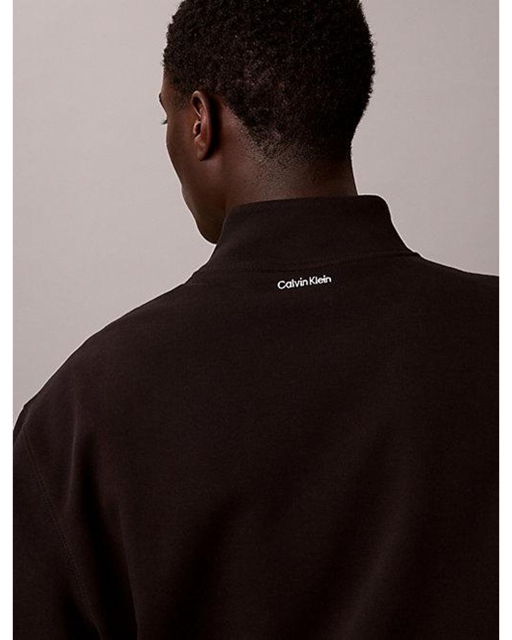 Calvin Klein Blue Jeans Cotton Terry Quarter Zip Sweatshirt for men