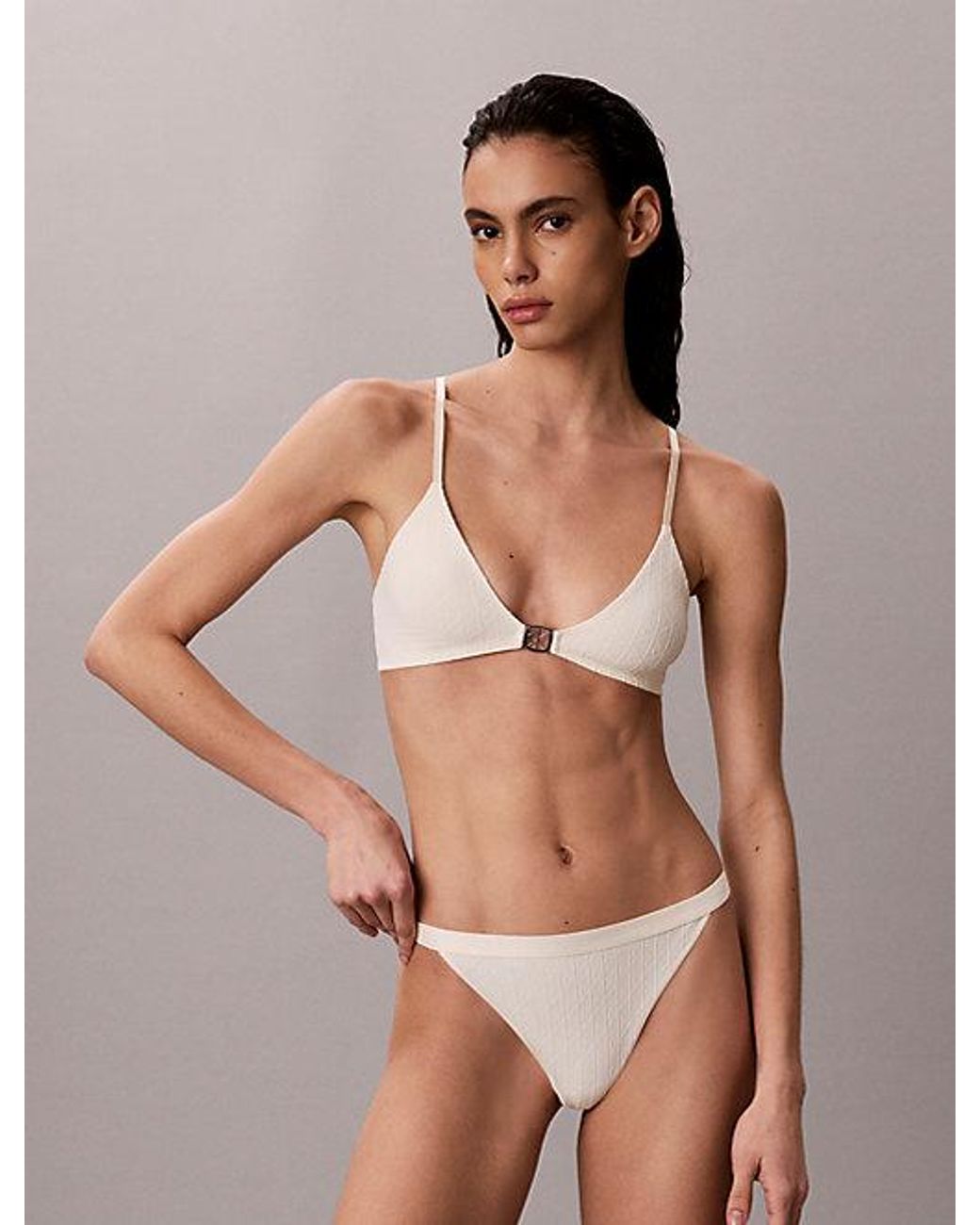Calvin Klein Brown Unlined Triangle Bra Minimalist Emblem