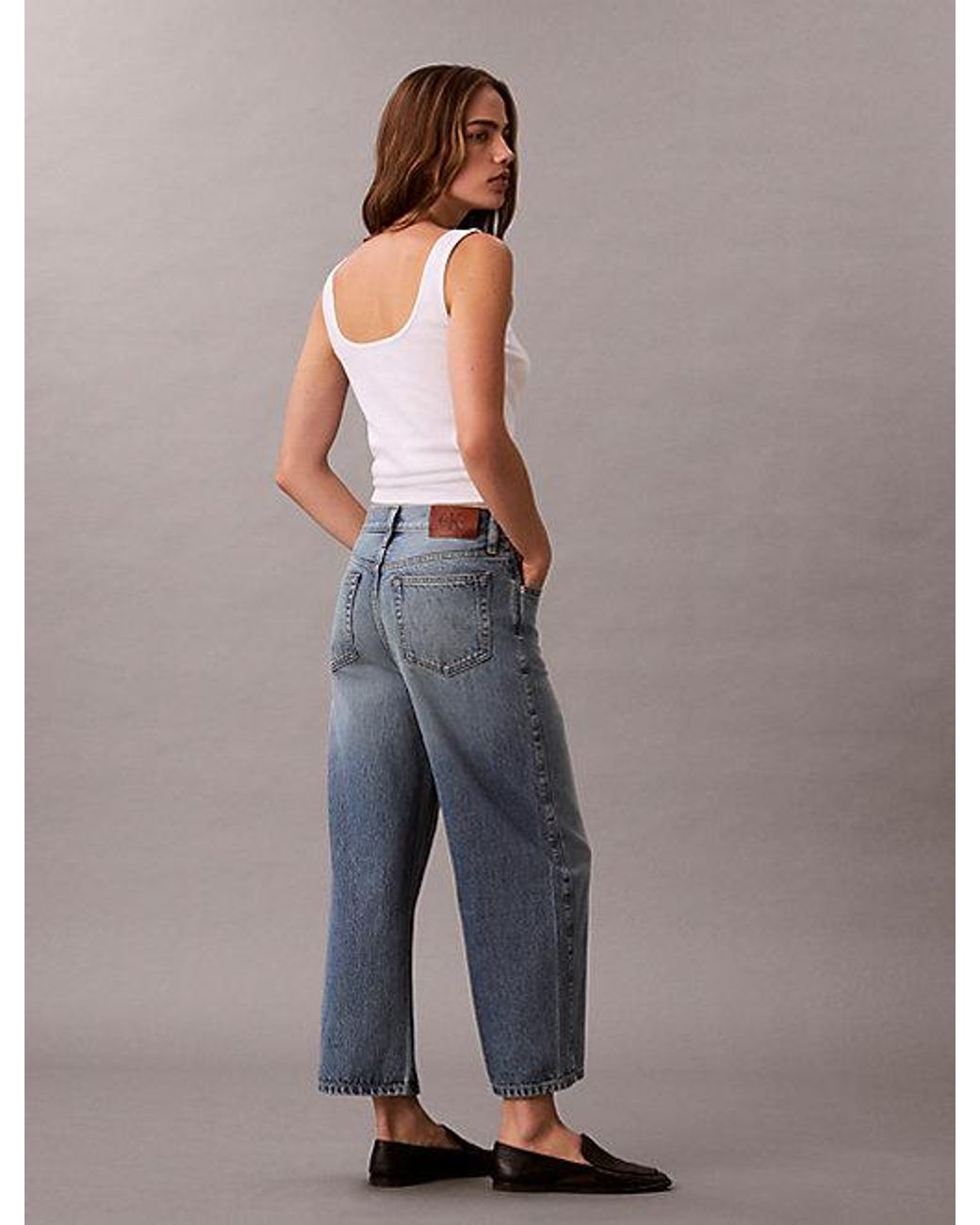 Calvin Klein Gray Jeans High Rise Wide Leg Culotte Jeans
