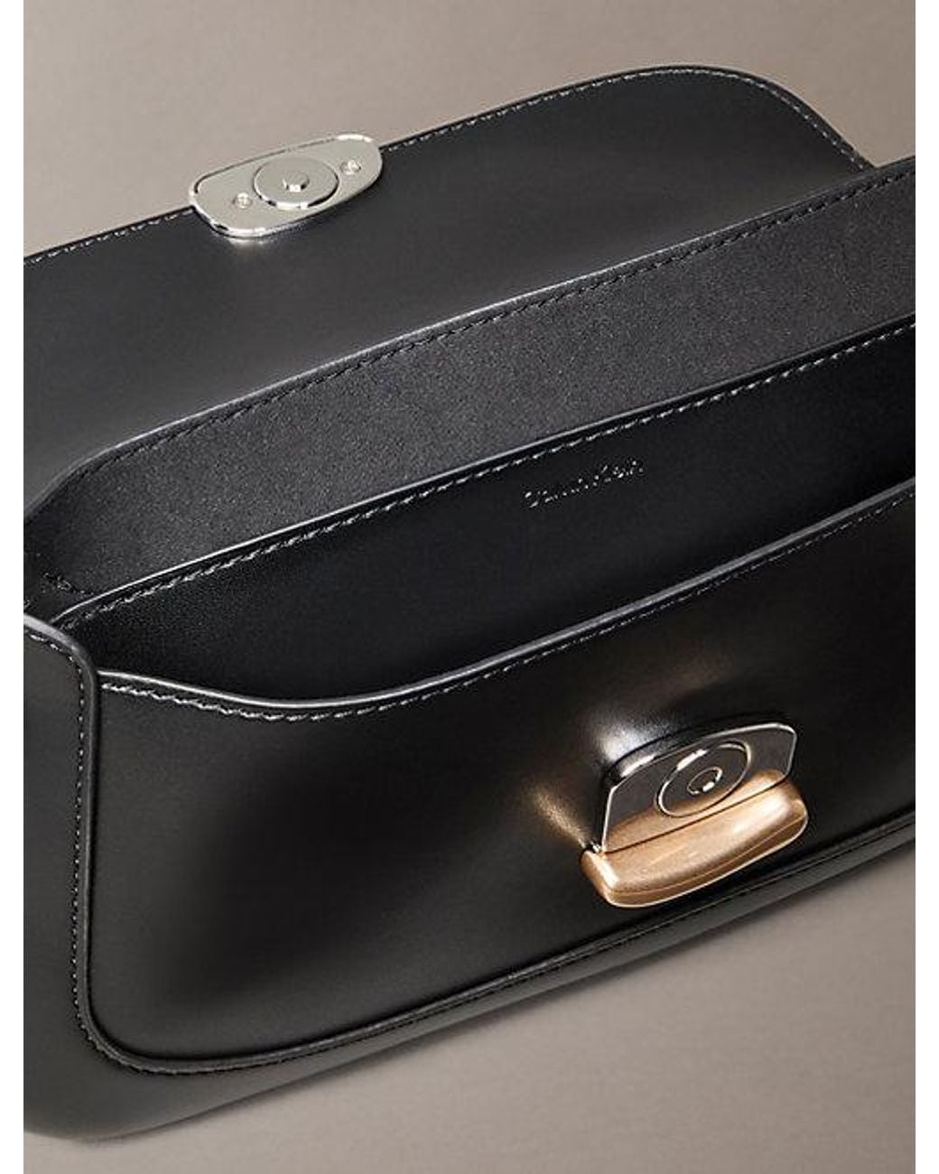 Calvin Klein Gray Sculptural Hardware Shoulder Bag