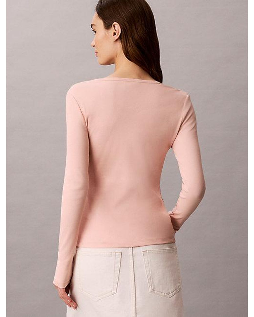 Calvin Klein Multicolor Jeans Ribbed Cotton Long Sleeve Top