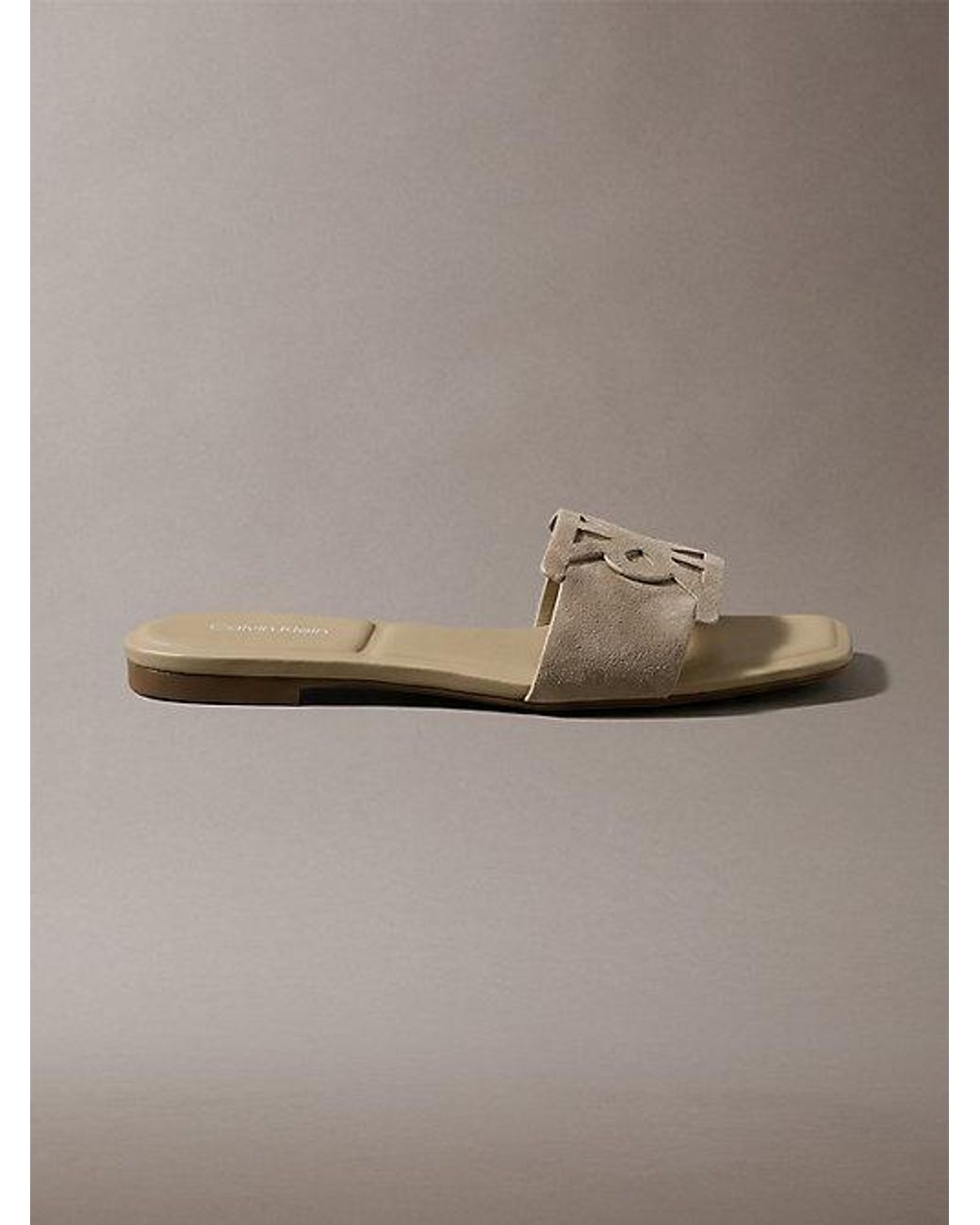 Calvin Klein Gray Ck Provence Suede Square Toe Sandals