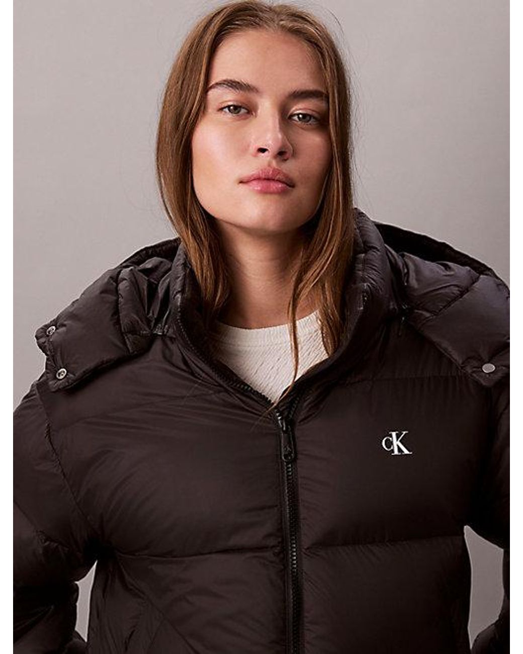 Calvin Klein Kort Donzen Pufferjack in het Brown