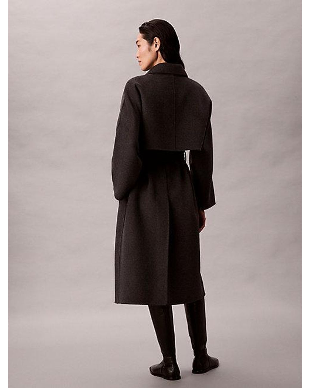 Calvin Klein Multicolor Double Faced Wool Blend Wrap Coat