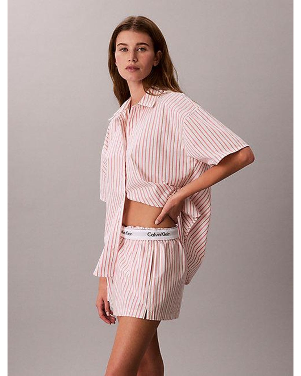 Calvin Klein Pink Pyjama Shorts Icon Cotton Poplin