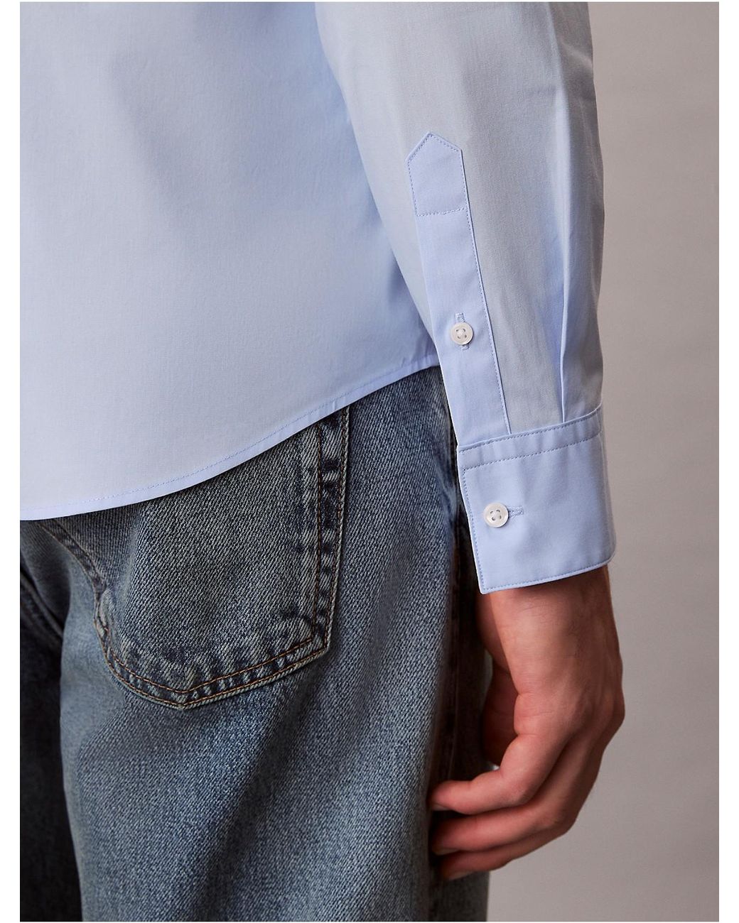 Calvin Klein Blue Slim Stretch Button-Down Shirt for men