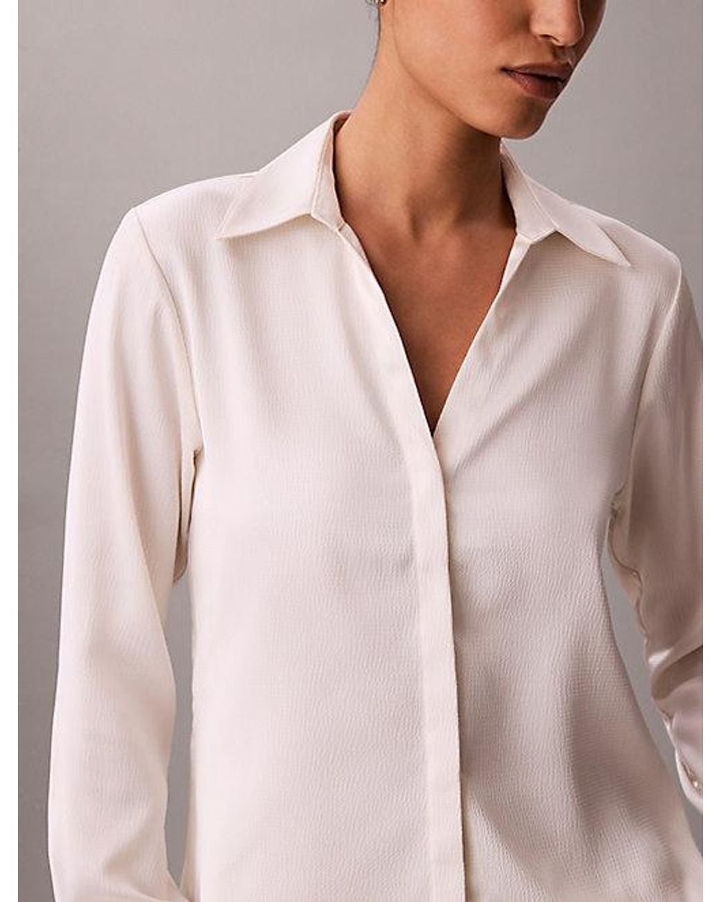 Calvin Klein Pink Hammered Satin Fitted Shirt