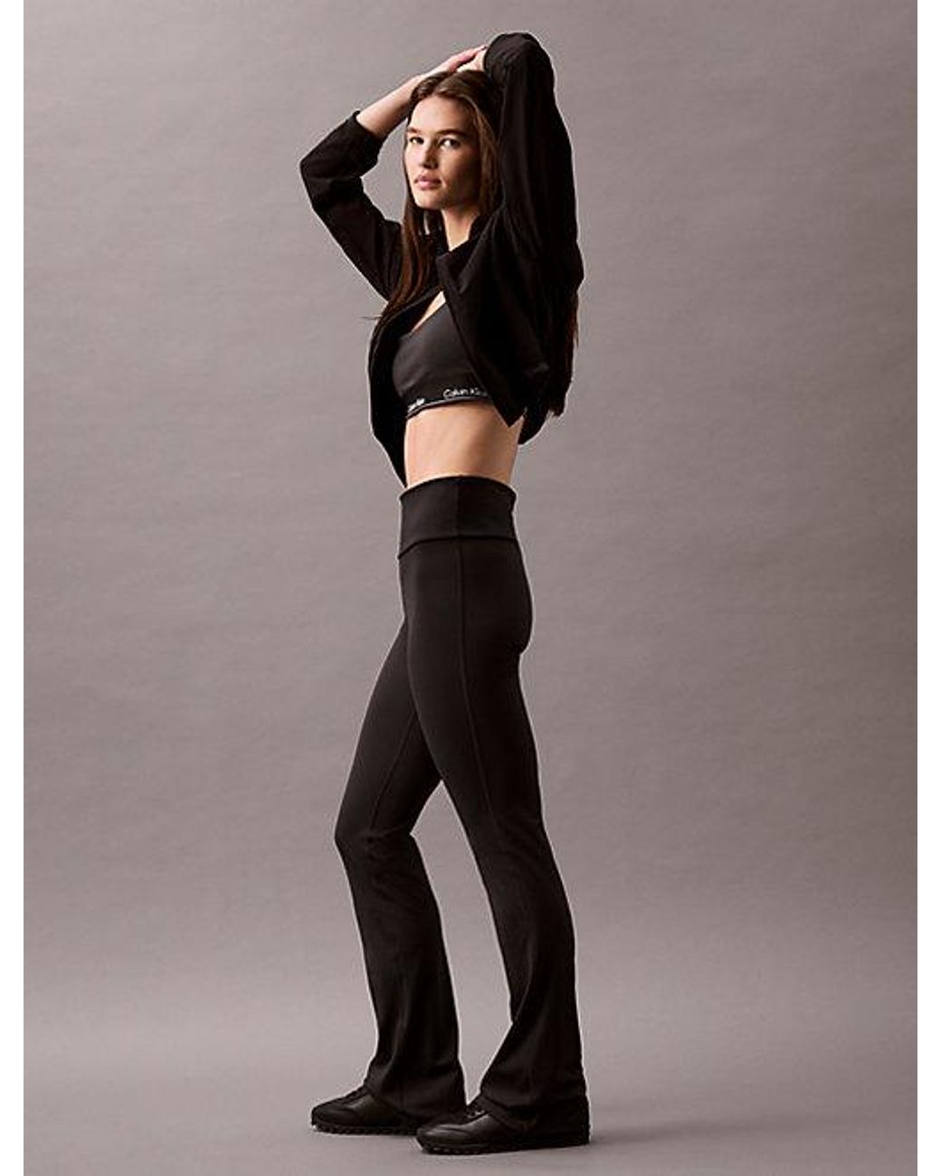 Calvin Klein Black Quick-Dry High-Rise Flared Gym Leggings