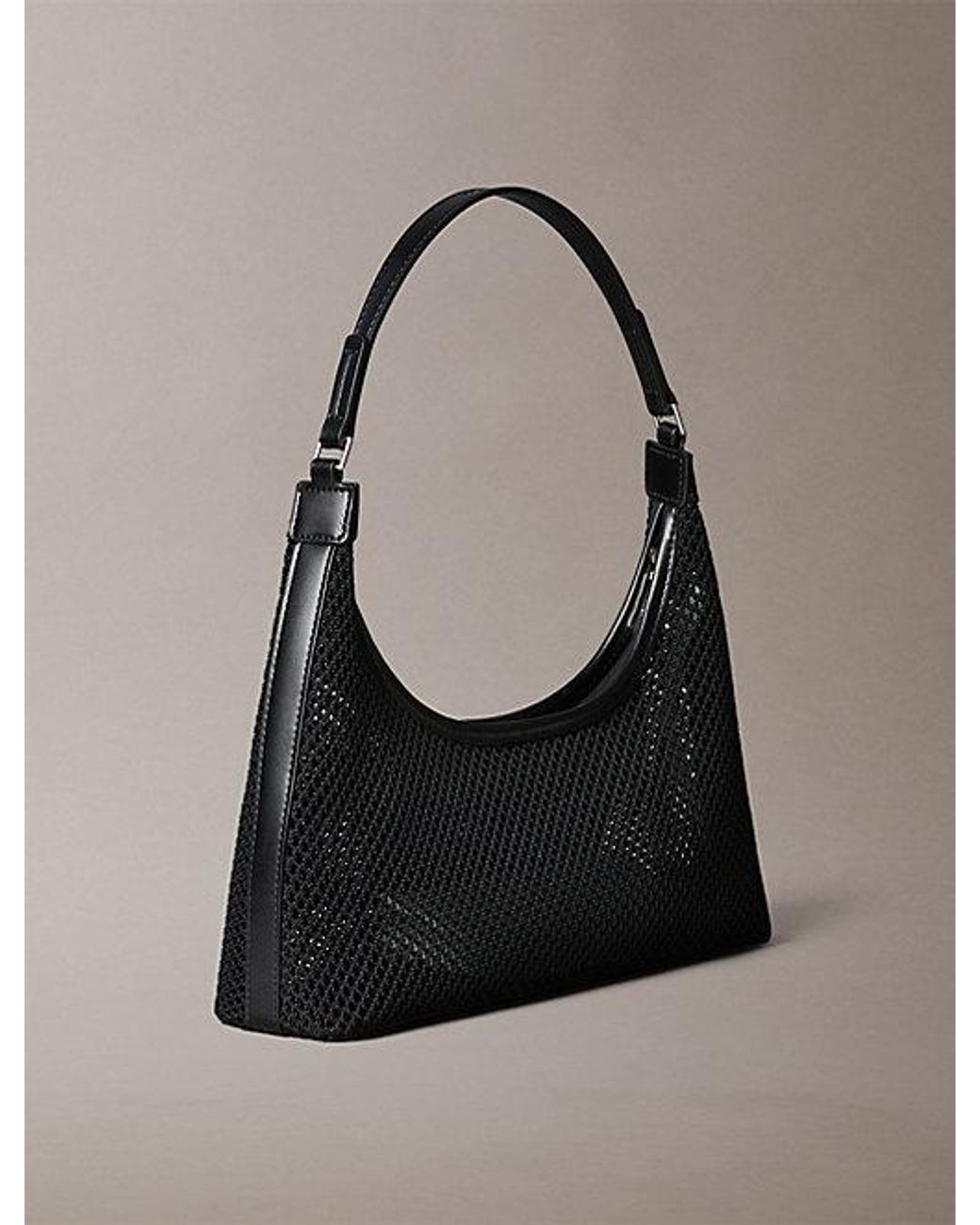 Calvin Klein Black Emblem Logo Mesh Shoulder Bag