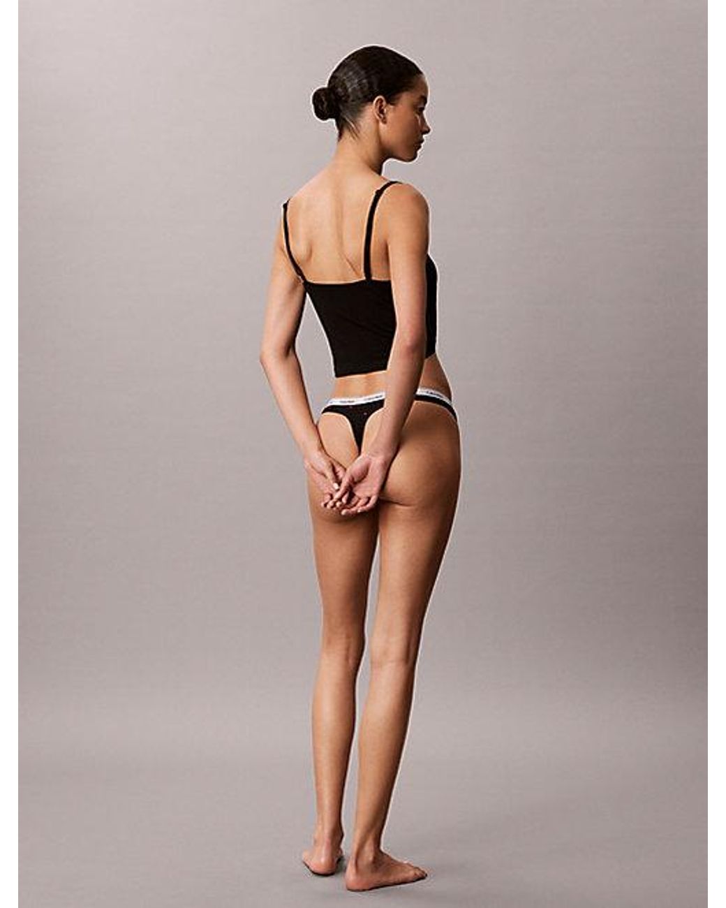 Calvin Klein Black Thong Icon Logo