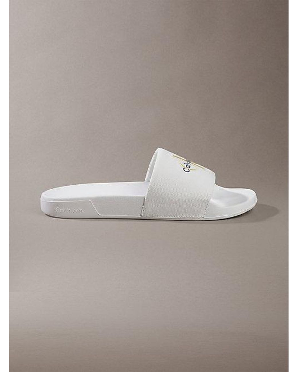 Calvin Klein Gray Canvas Contoured Logo Sliders