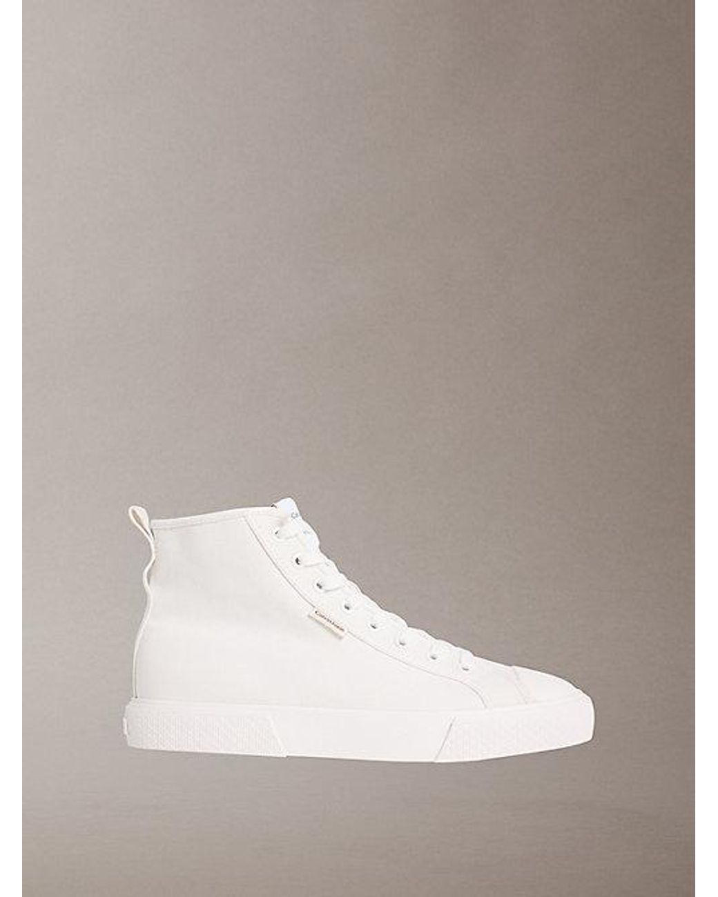 Calvin Klein White Ck Leo Cotton Canvas High Top Trainers for men