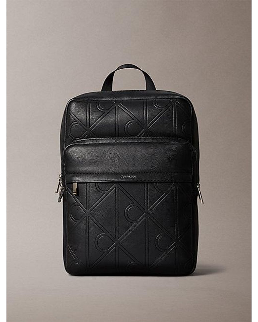 Calvin Klein Gray Embossed Emblem Logo Trolley Backpack for men