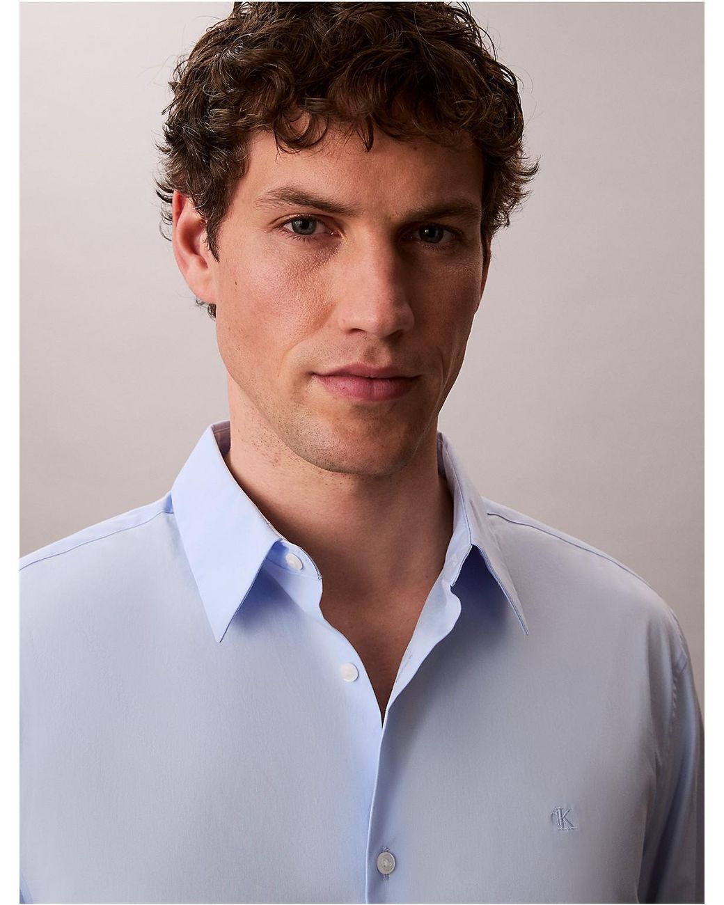 Calvin Klein Blue Slim Stretch Button-Down Shirt for men
