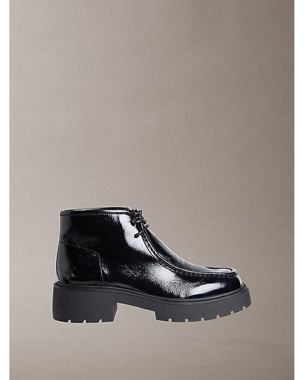 Calvin Klein Black Jeans Leather Chunky Heeled Desert Boots