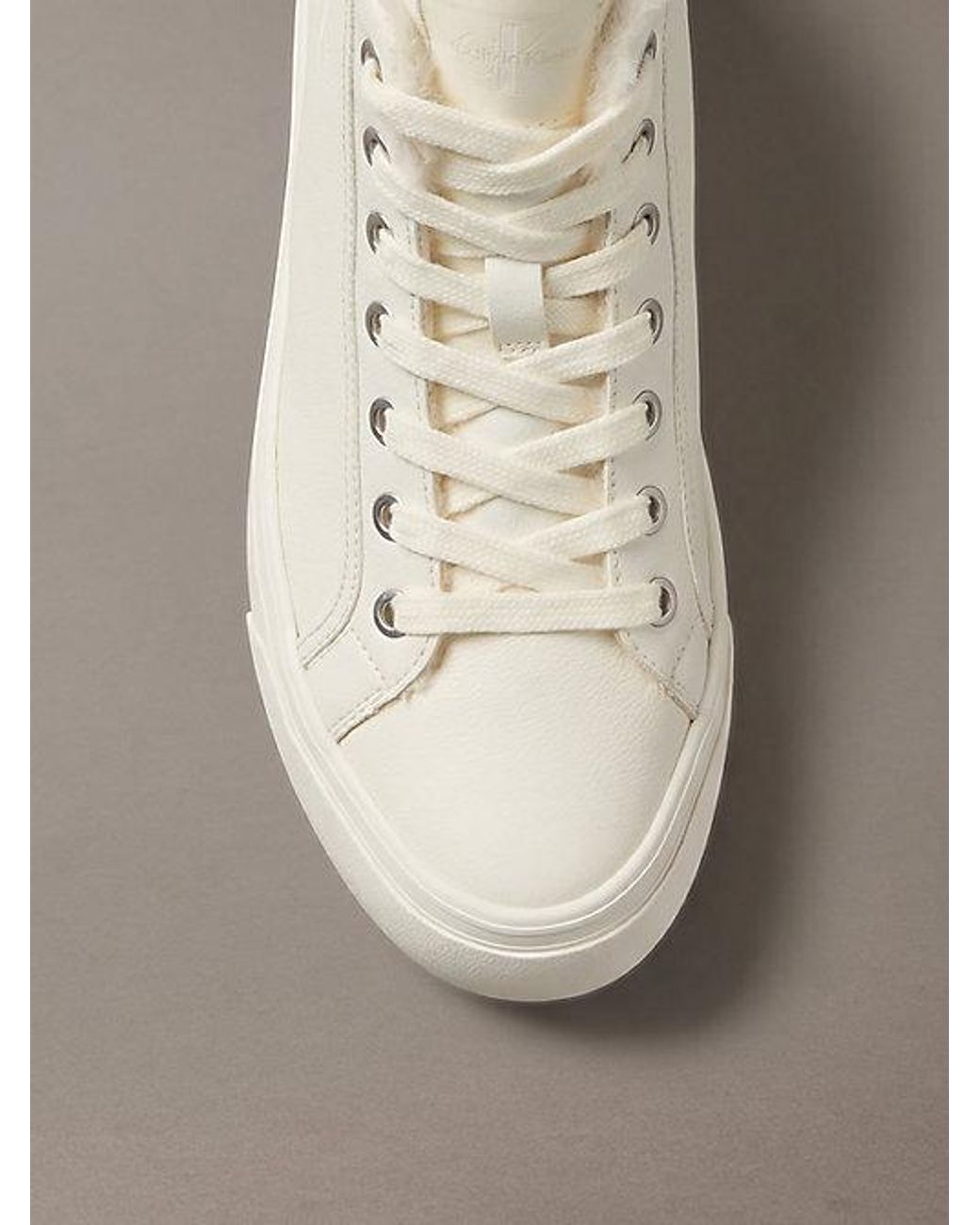 Calvin Klein Natural Leather Platform High Top Trainers