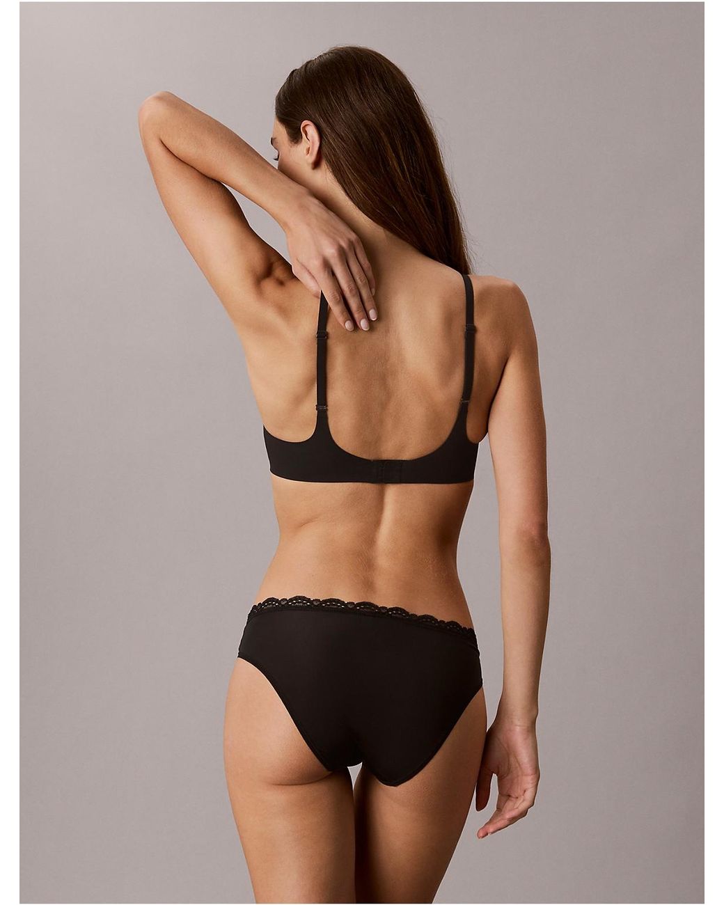 Calvin Klein Black Bikini Briefs Microfibre Stretch With Lace
