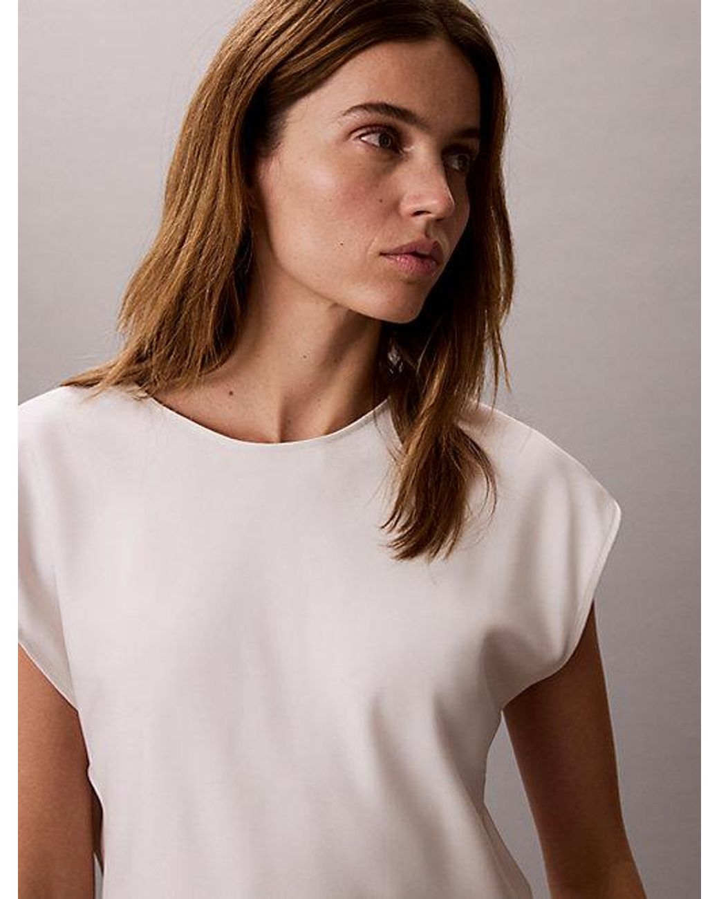 Calvin Klein Pink Smooth Satin Fitted Top