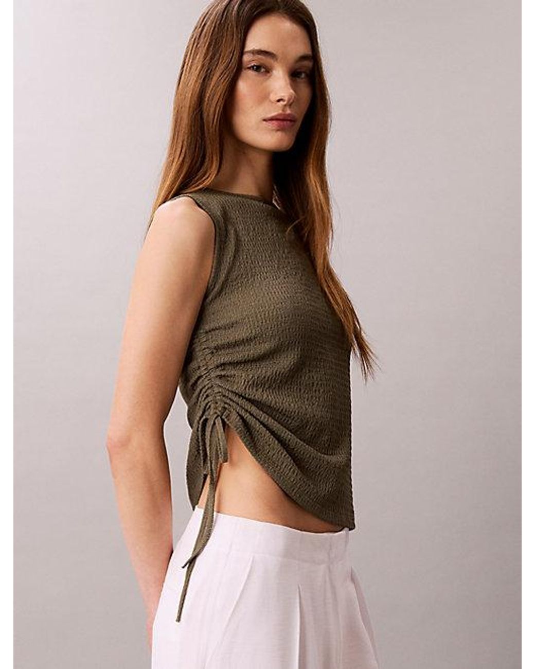Calvin Klein Natural Jeans Textured Knit Sleeveless Top