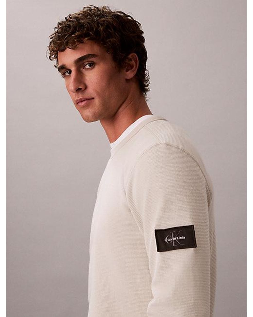 Calvin Klein Blue Jeans Long Sleeve Waffle T-Shirt for men