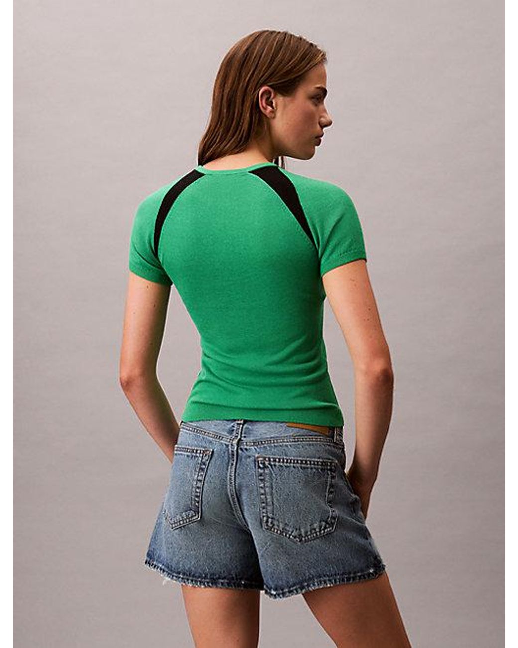 Calvin Klein Green Jeans Contrast Logo Graphic Slim T-Shirt