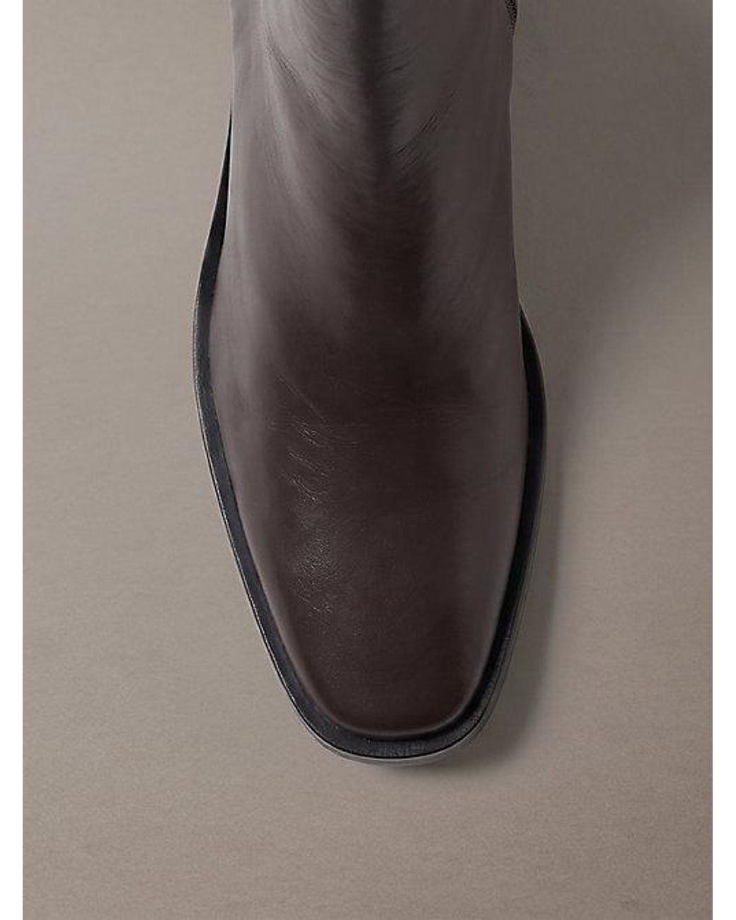 Calvin Klein Brown Leather Block Heel Ankle Boots