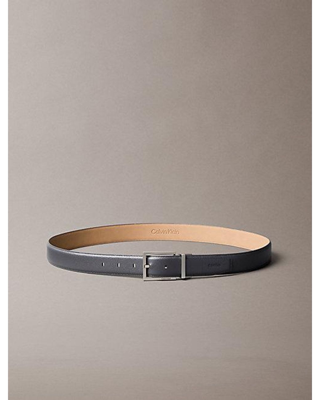 Calvin Klein Gray Saffiano Full Grain Leather Belt for men